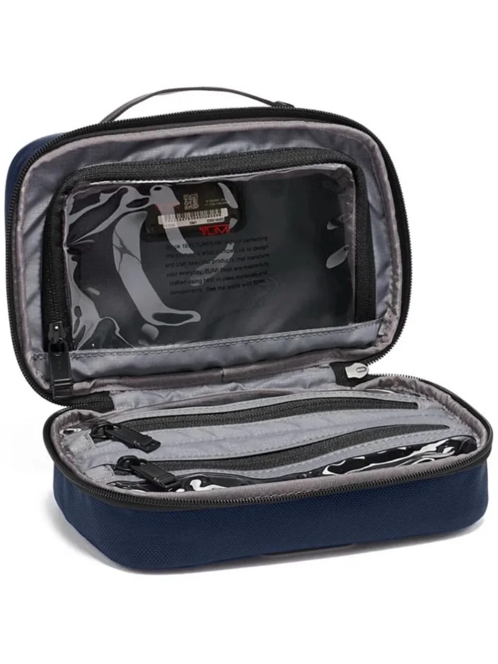 TUMI Alpha 3 Split Travel Kit Blue NWT Ballistic Nylon Toiletry Leather Handle